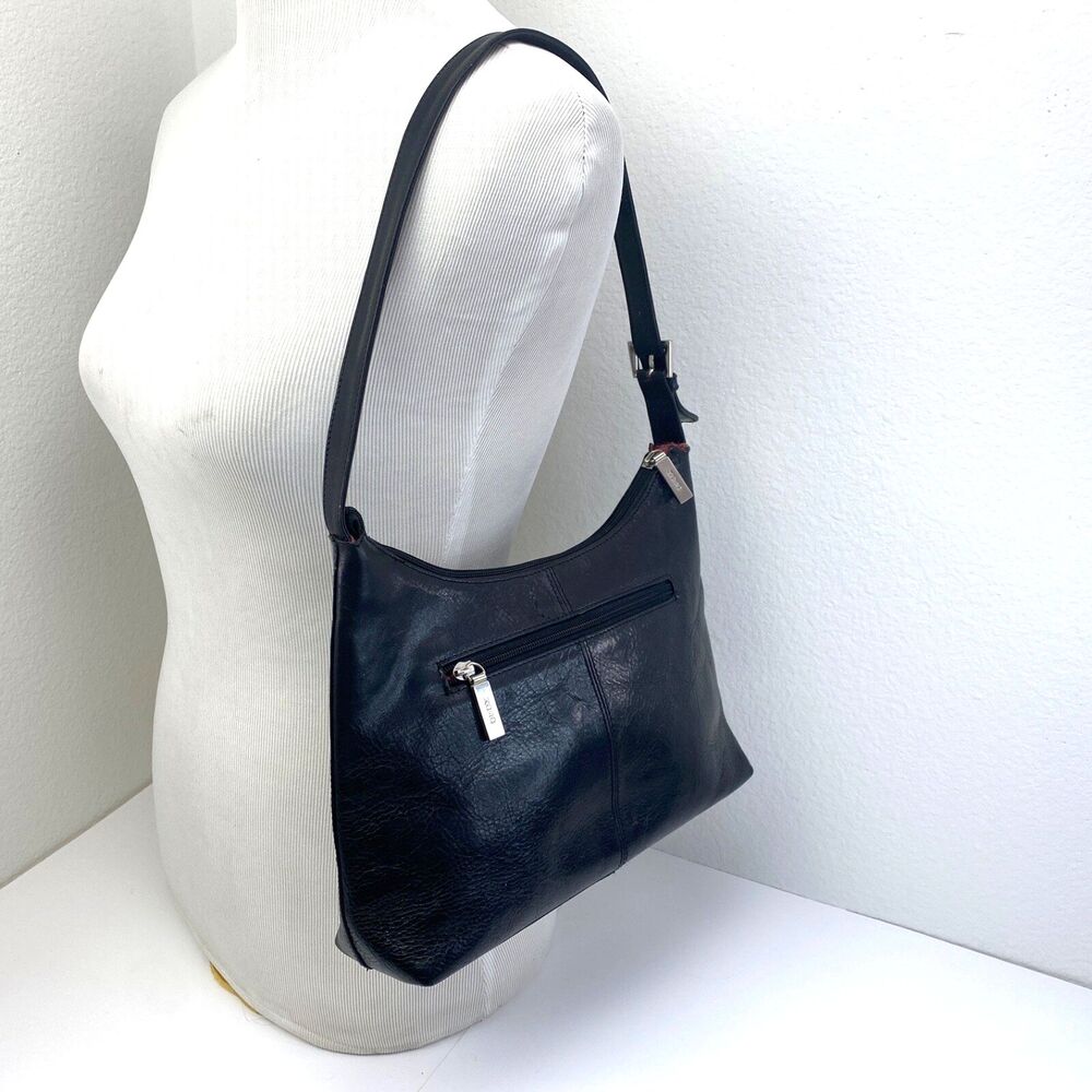 Black Leather Boho Shoulder Hand Bag Purse Pockets Boho Goth Career Travel Work